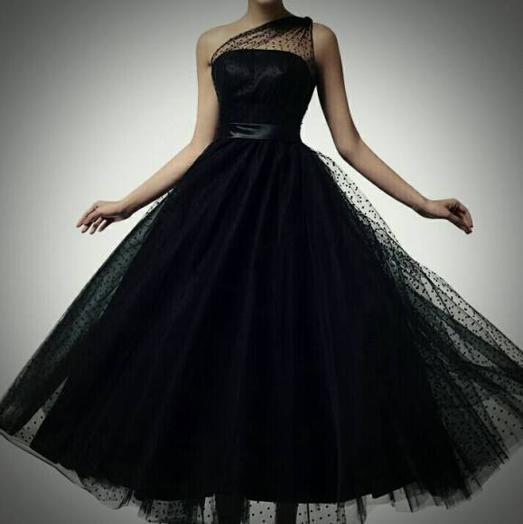 tulle black satin